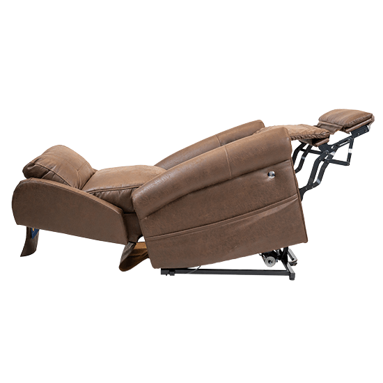Aspire Gabriel X Lift Chair shown in tilt-in-space position featuring zoned lower-back massage and seat heating.