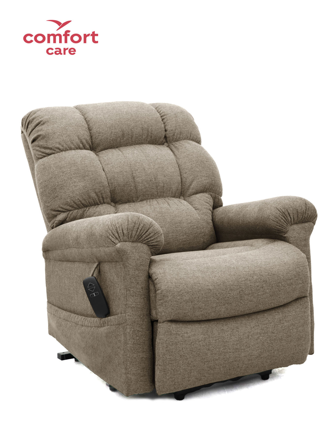 Beige Comfort Care Cloud lift and recliner chair front view for customers in Caroline Springs.