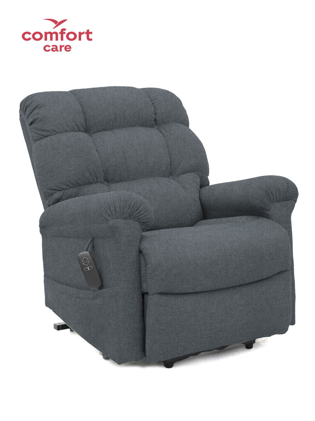 Comfort Care Cloud lift and recliner chair in grey, front view, available in Caroline Springs