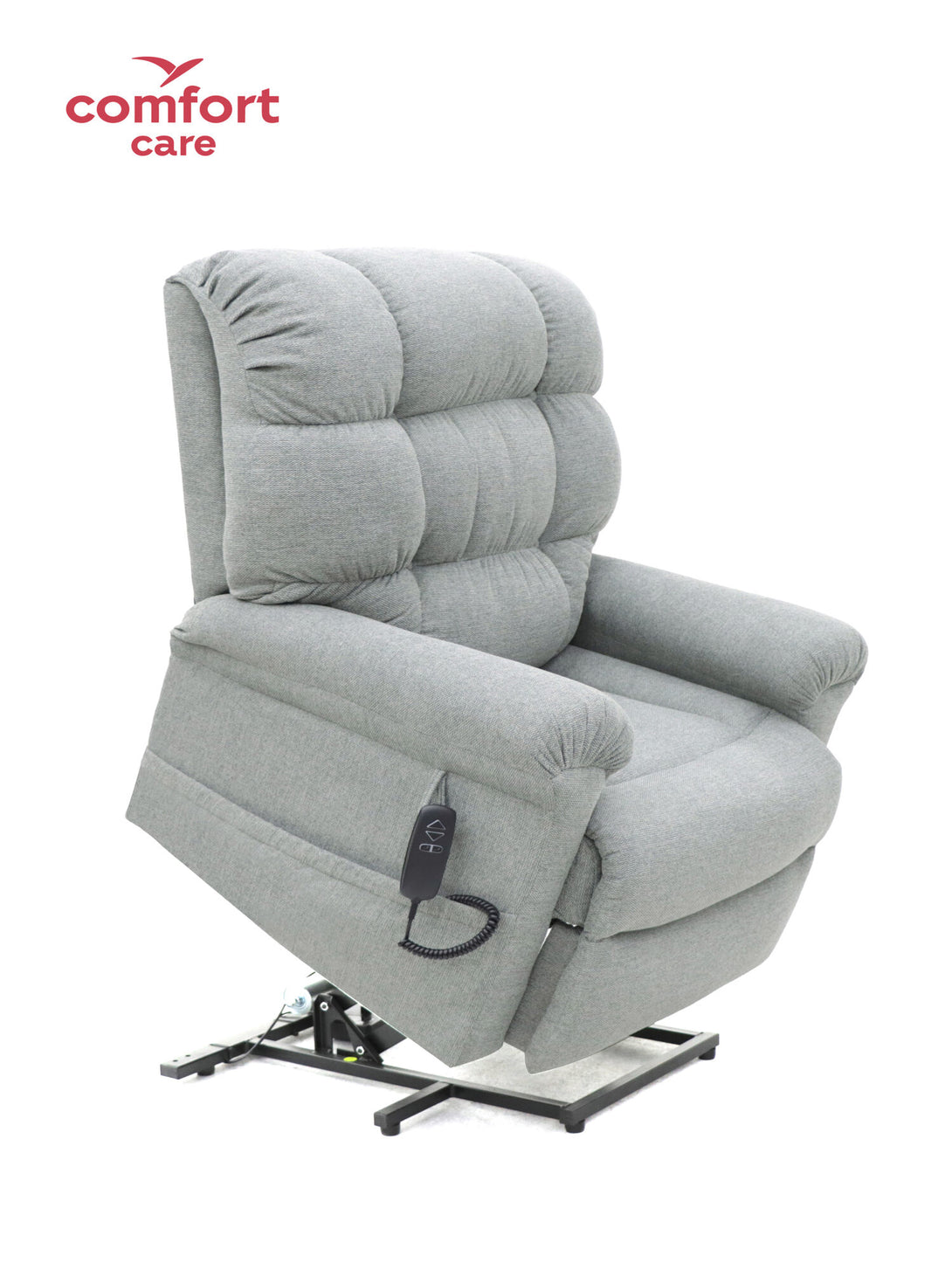 Comfort Care Cloud lift & recliner chair in light grey showing lift-assist reclined position in Caroline Springs.