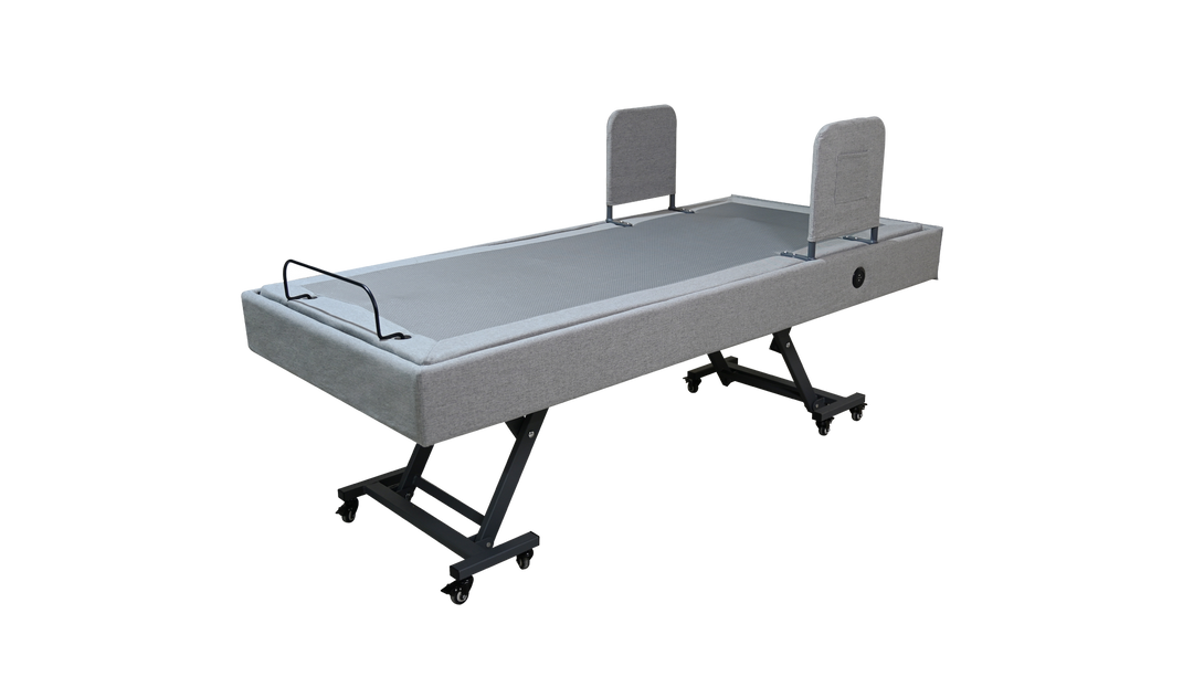 aspire Comfort Care Dreame Lo Lo low-height nursing bed – ultra-low electric adjustable bed for elderly and NDIS users, safe fall-prevention design, hi-lo home care bed available in Melbourne from Direct Mobility Australia.