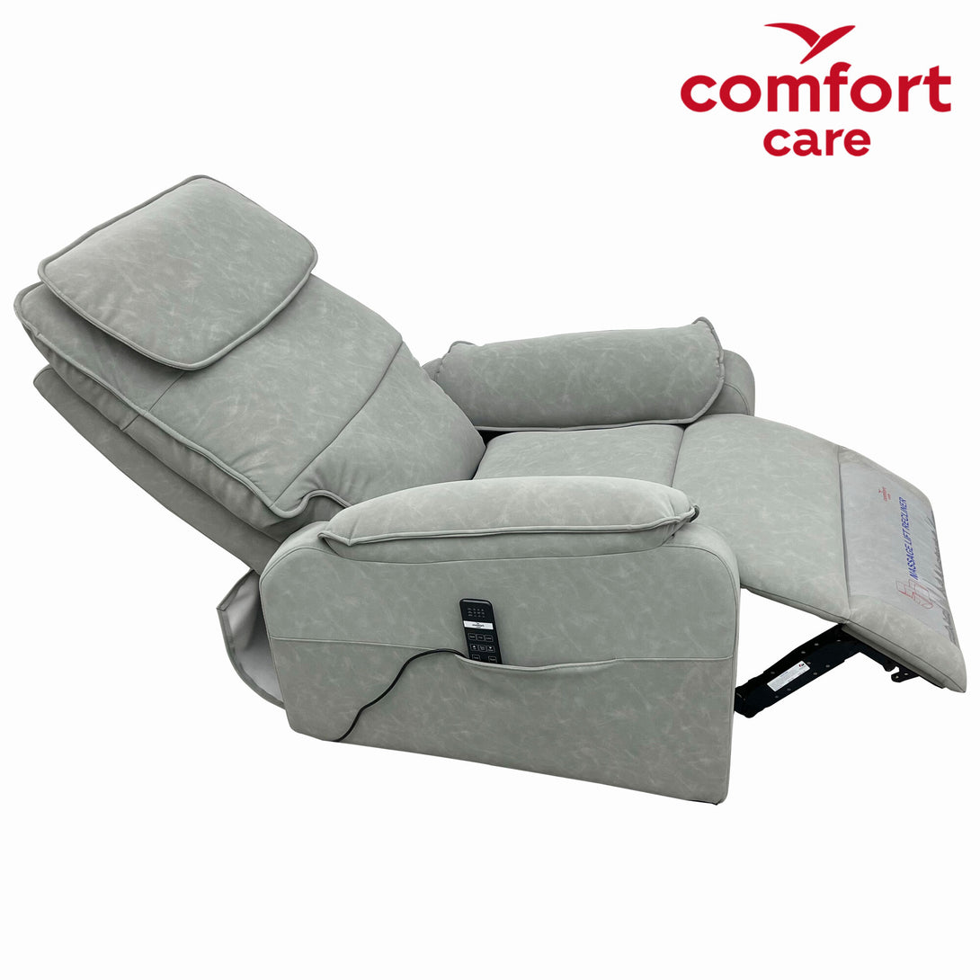 Comfort Care ZEN cream massage lift recliner shown in side reclined position with padded armrests. mobility aids Caroline Springs