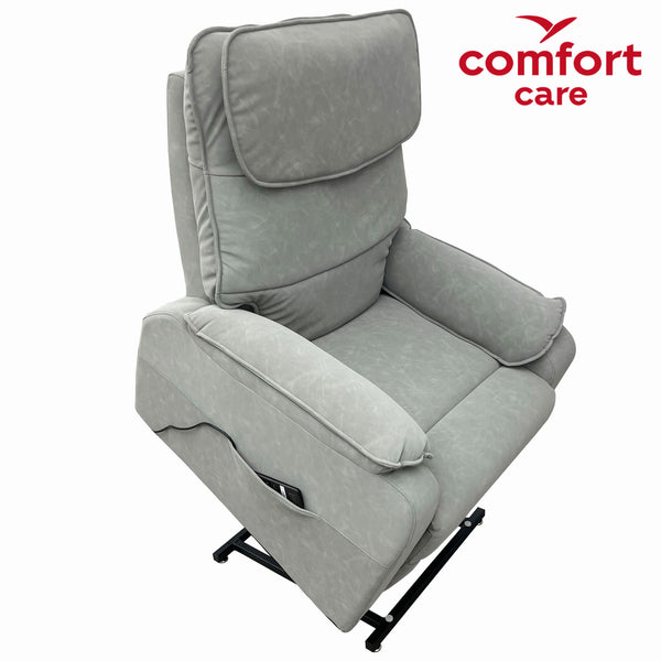 Comfort Care ZEN Massage Lift Recliner in grey, front view showing lift-assist design